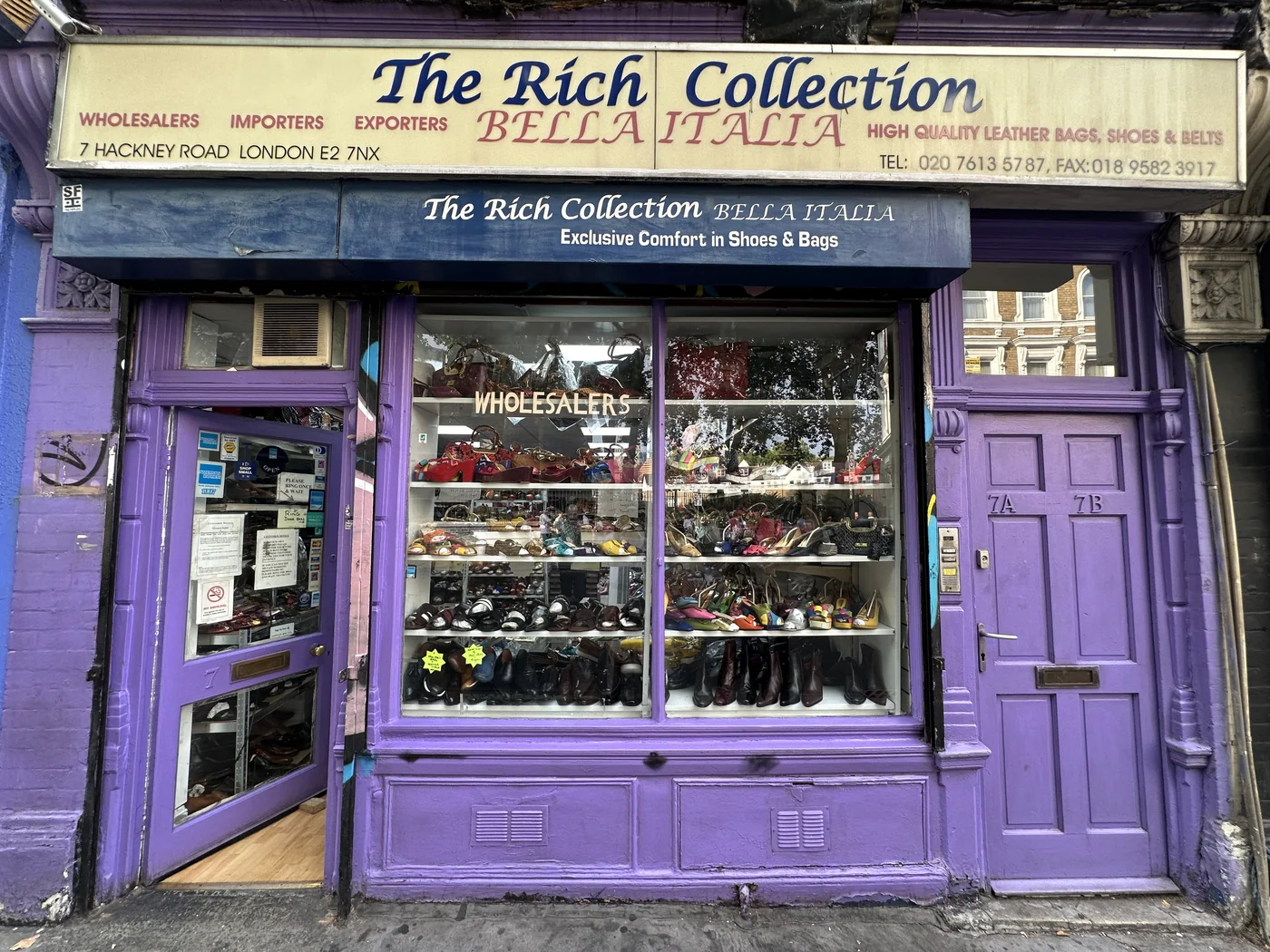 The Rich Collection storefront, 7 Hackney Road