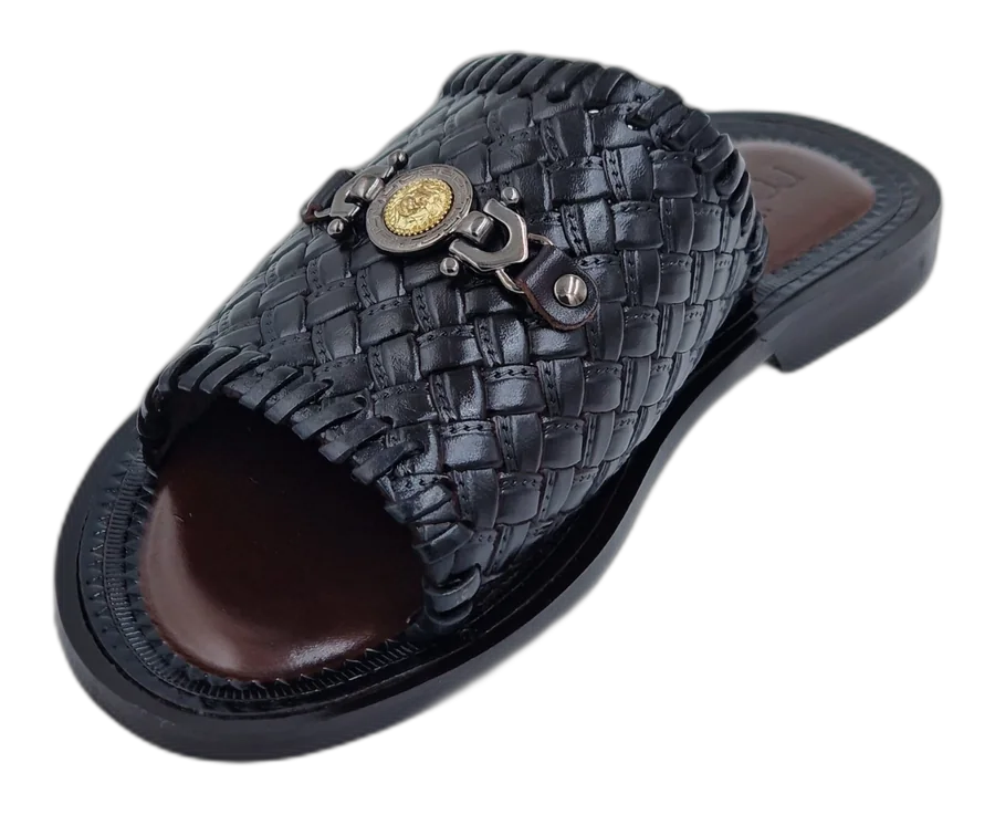 Dark Brown Woven Medallion Slipper
