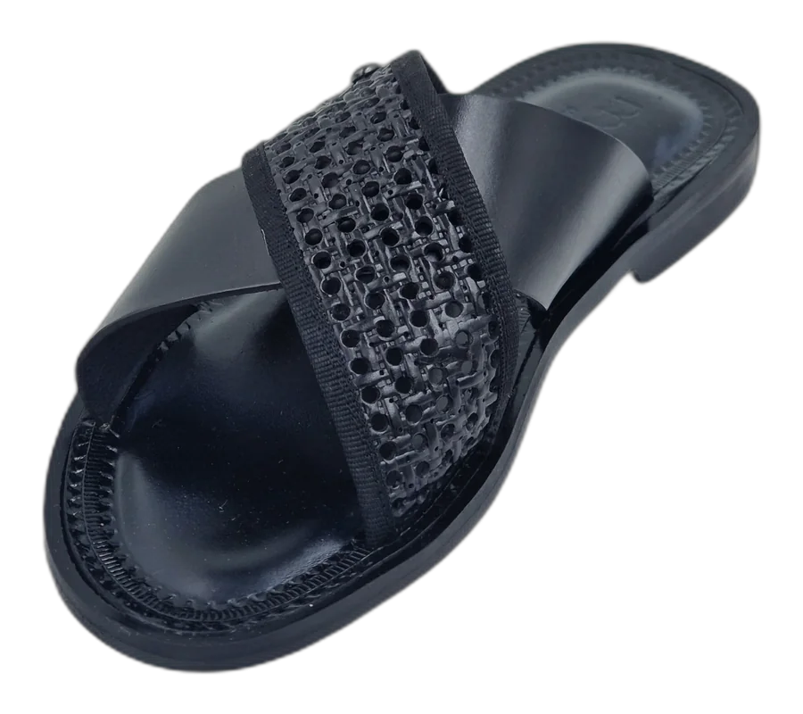 Black Como Cross-Strap Slipper