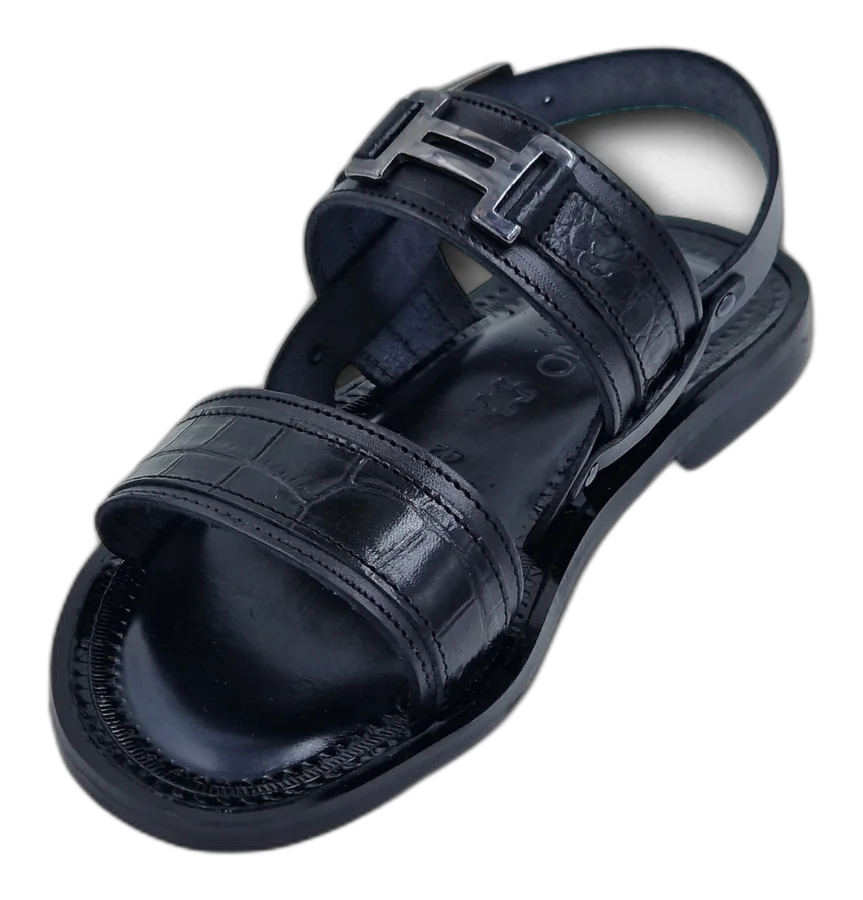Black Imperia H-Buckle Sandals