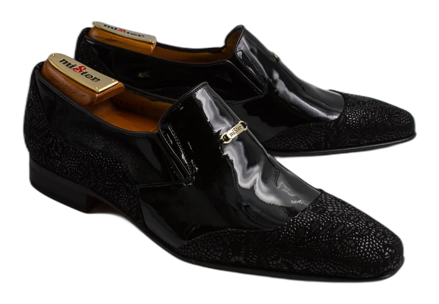 Black Patent Paisley
