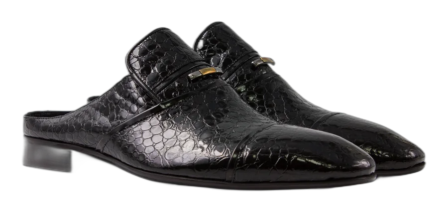 Black Patent Stone Italian Half Shoes