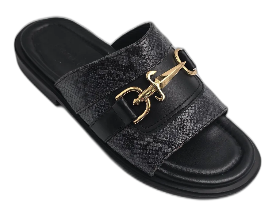 Black Python Dante Gold Emblem Slides