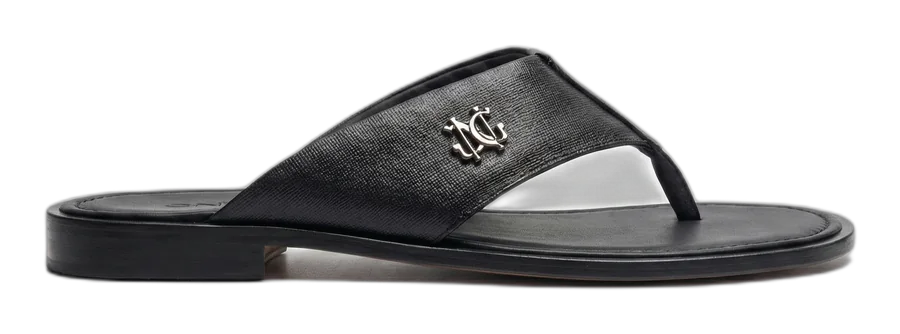 Black Saffino Toe-Post Slippers