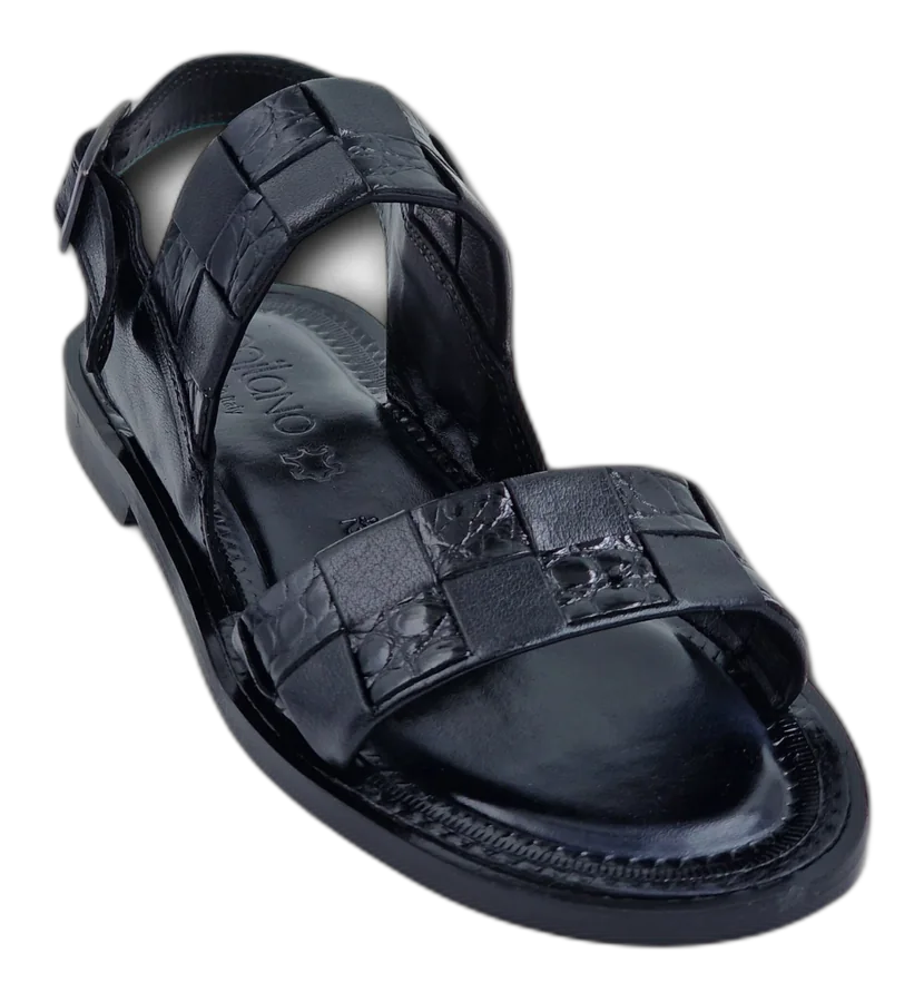 Black Verona Checkered Sandal