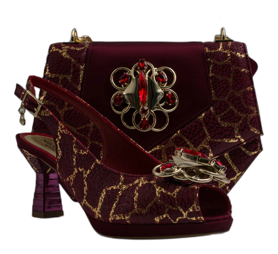 Burgundy Crackle Jewel Heel Set