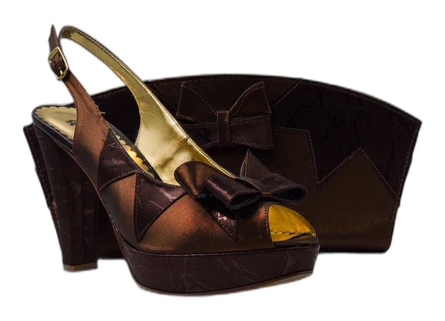 Chocolate Brown Ribbon Double Platform Set
