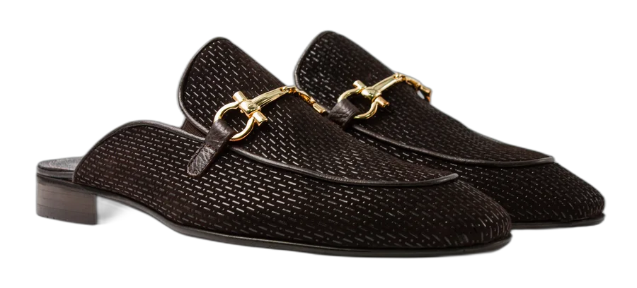Chocolate Textured Suede Half Shoes