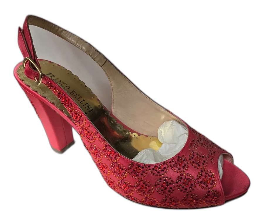 Coral Circle Stoned Italian Shoe and Bag Set