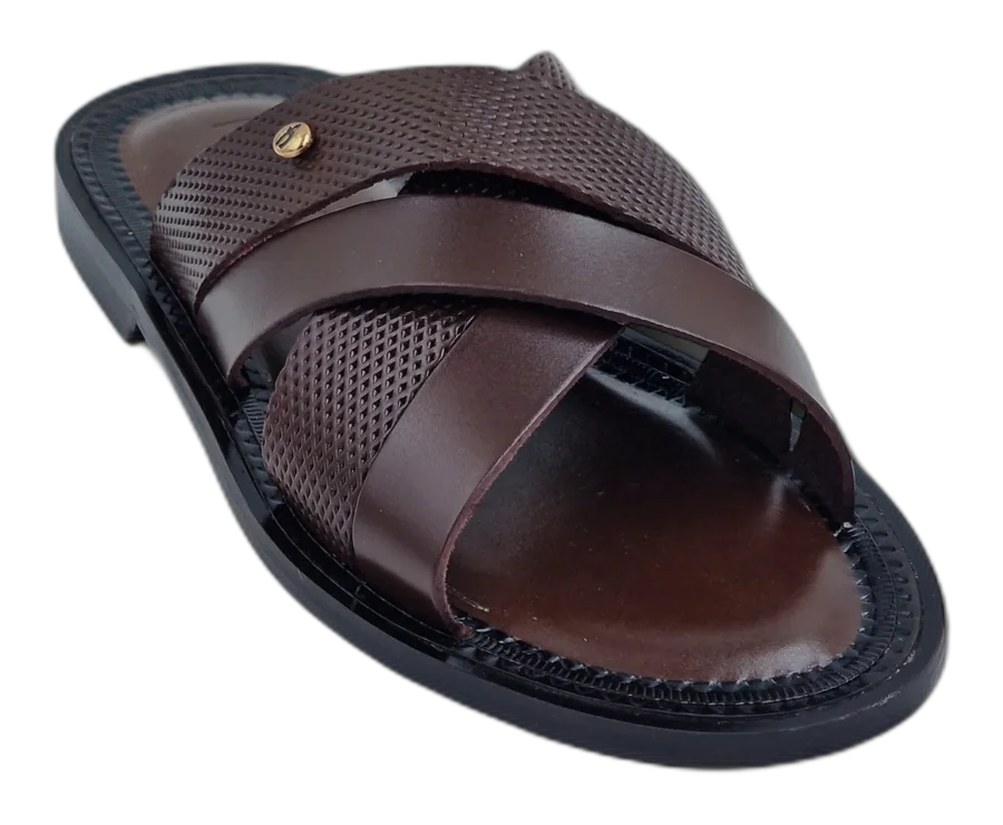 Dark Brown Verona Mesh Cross-Strap Slipper