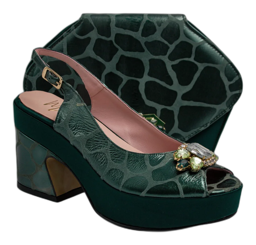 Emerald Green Webbed Wedge Set