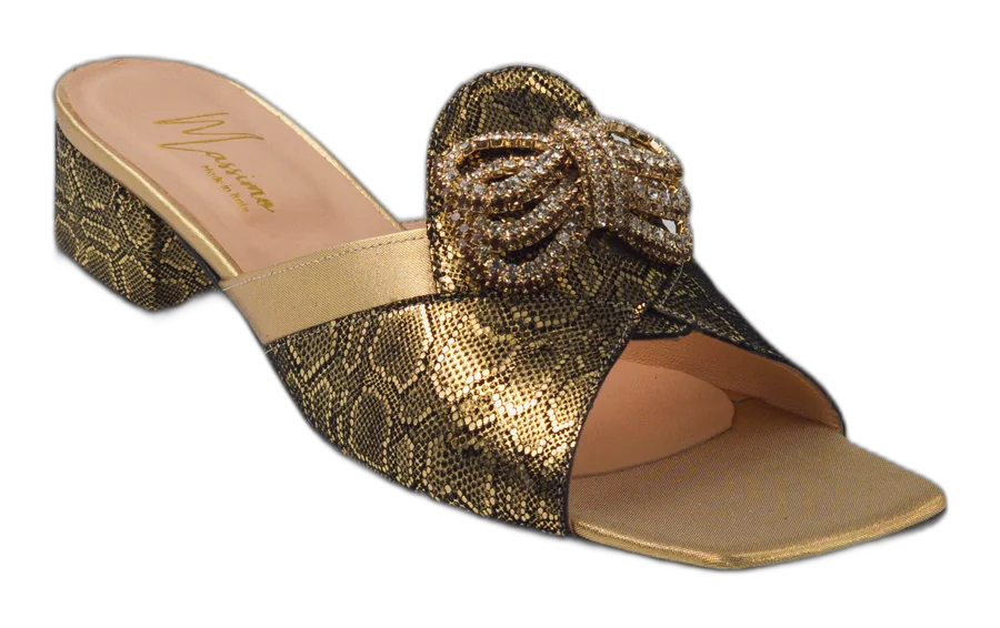 Massimo Gold/Black Jewel Slippers