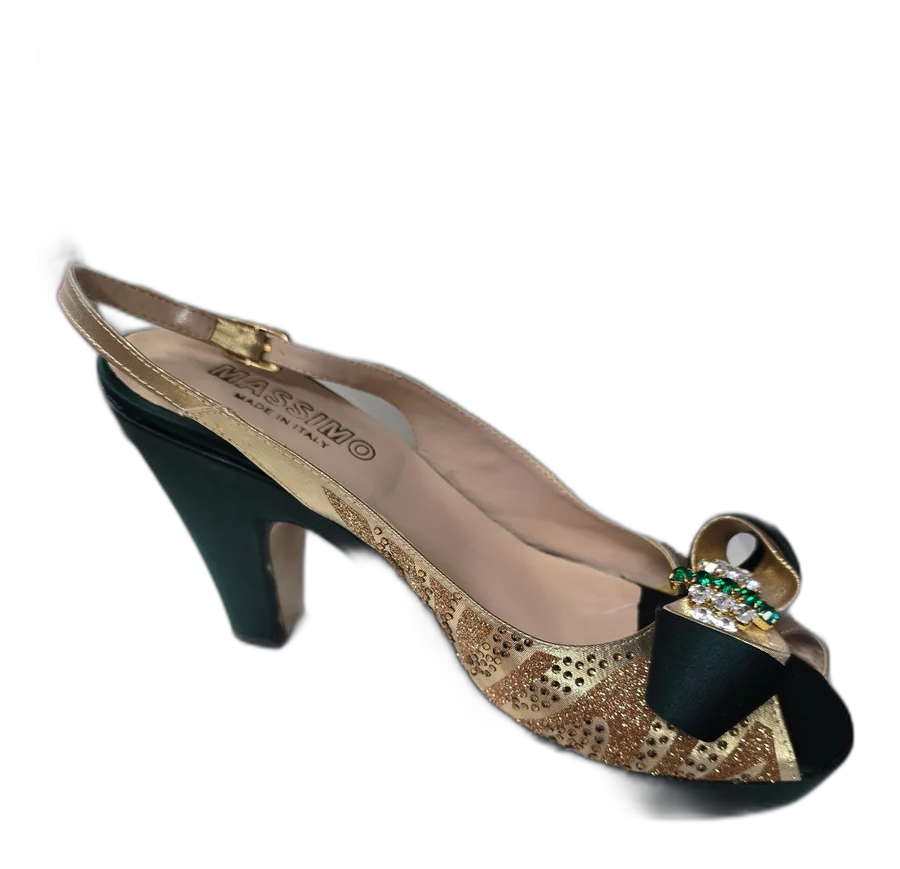 Gold/Emerald Green Glittered Set
