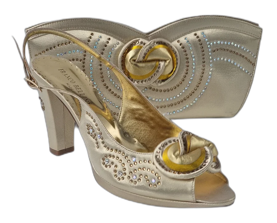 Gold Infinity Ornament Italian Shoe and Bag Set