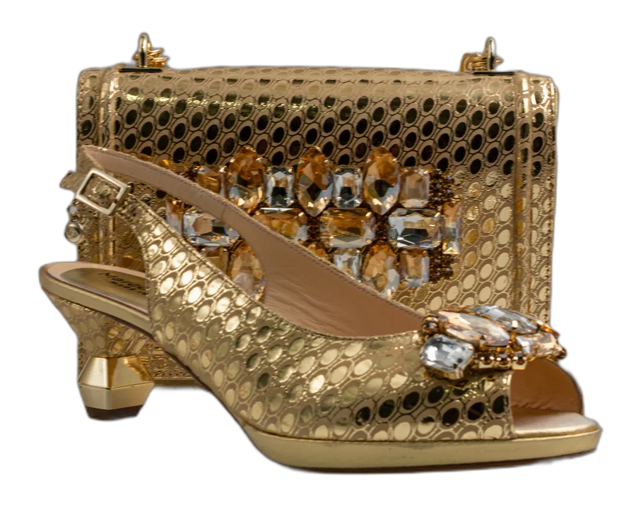 Gold Lorenza Faceted Heel Set