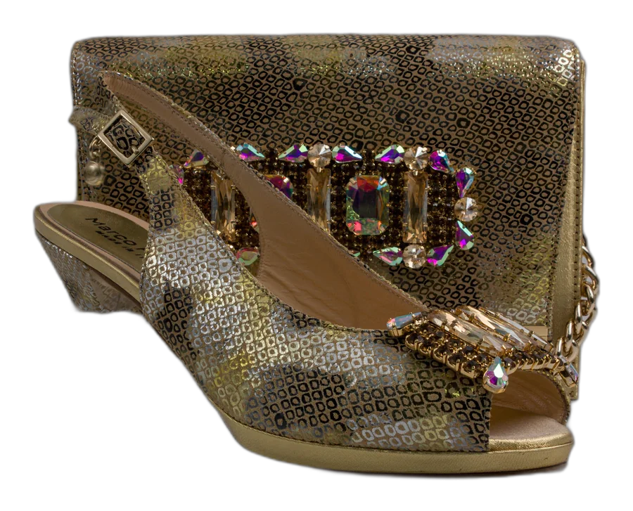 Gold Marcella Jewel Heel Set