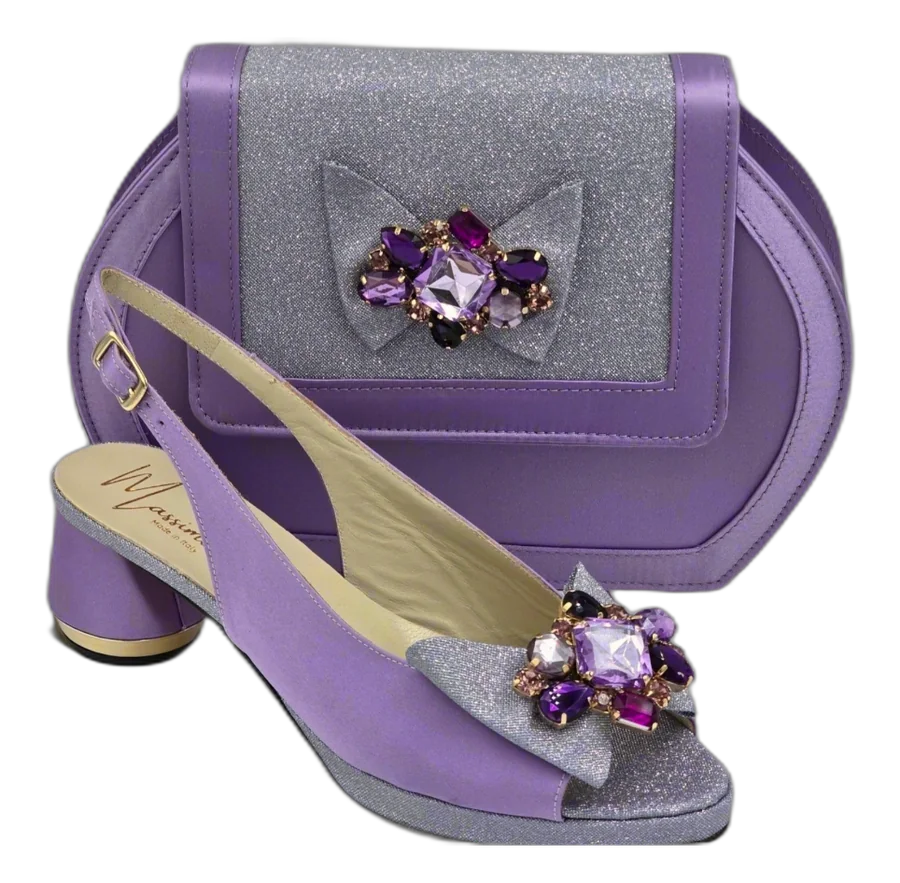 Lilac Silver Glittered Low Set