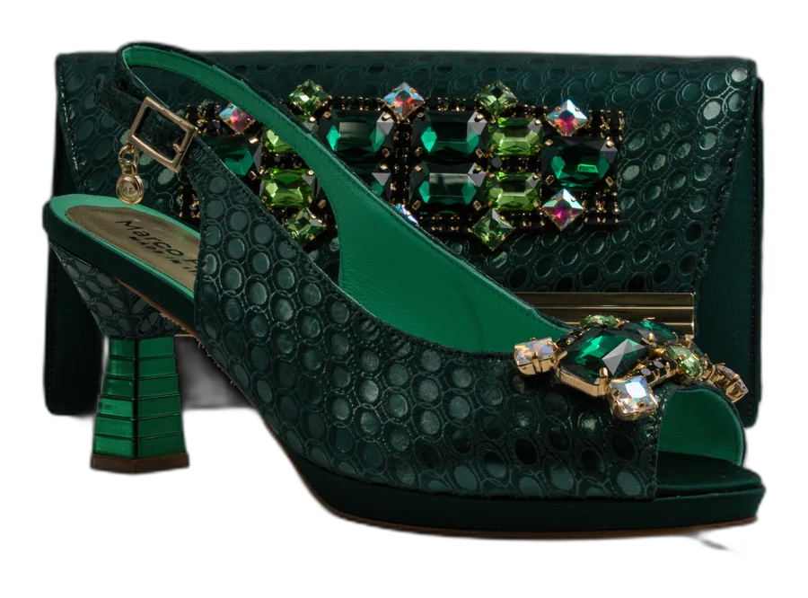 Emerald Green Lorenza Jewel Heel Set