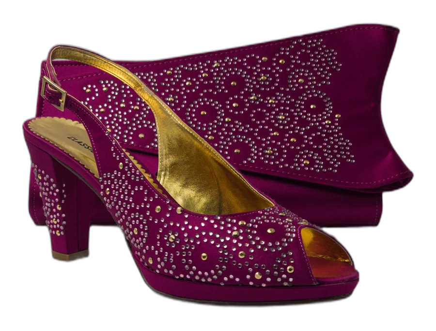 Magenta Swirl Stoned Italian Shoe and Bag Set