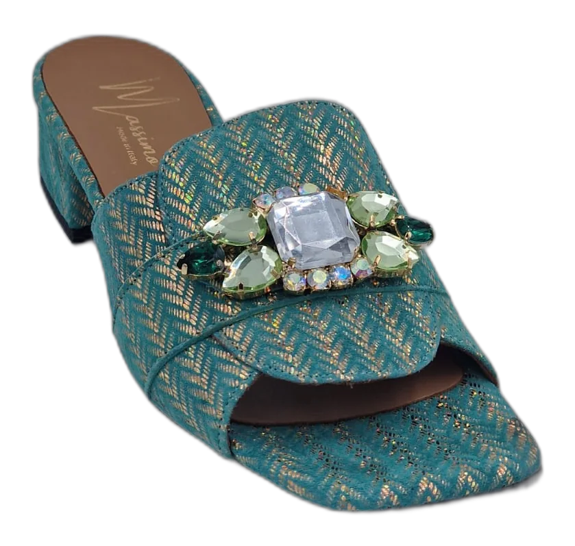 Mint/Gold Chevron Slippers
