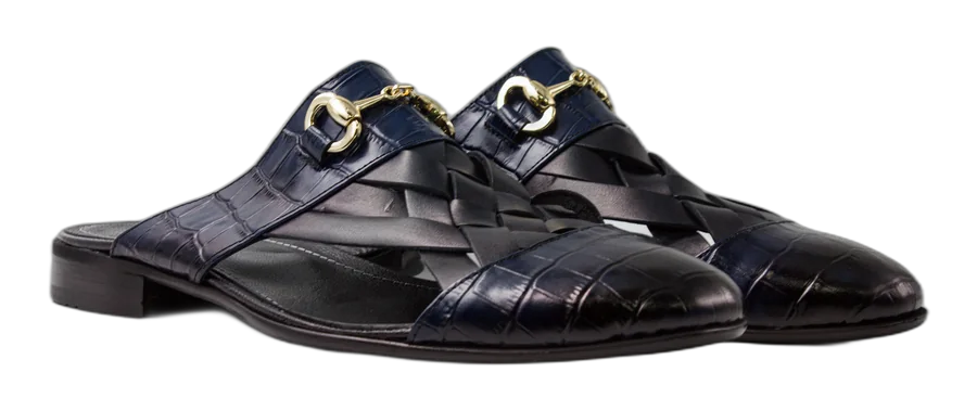 Navy Woven Half Shoes