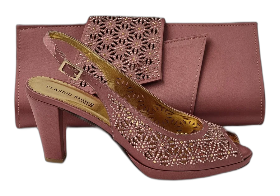 Onion Pink Laser Italian Shoe and Bag Set