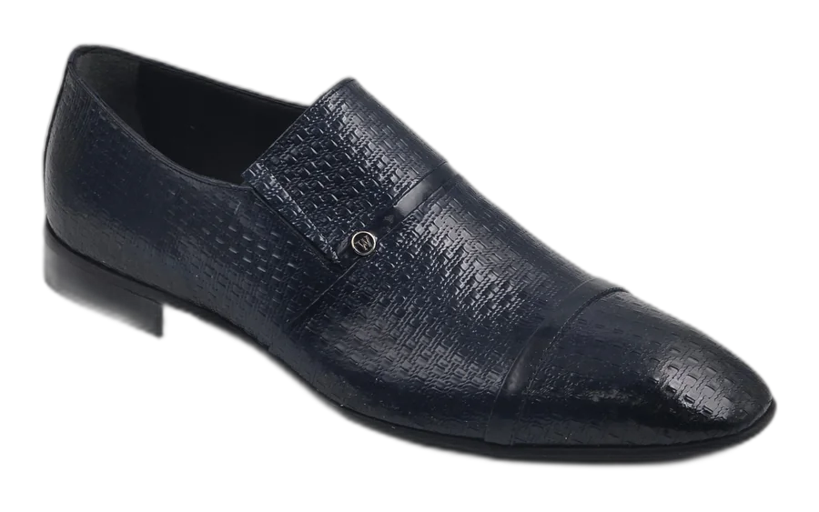 Patent Blue Textured Shoes