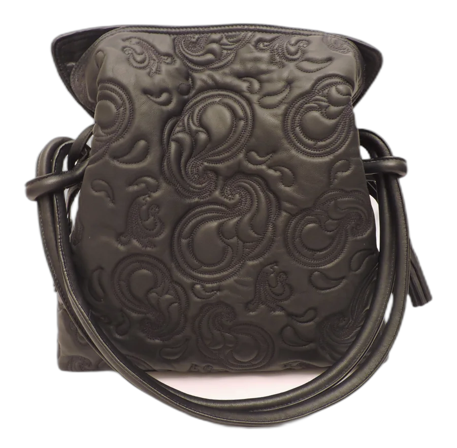 Drawstring Nappa Leather Shoulder Bag