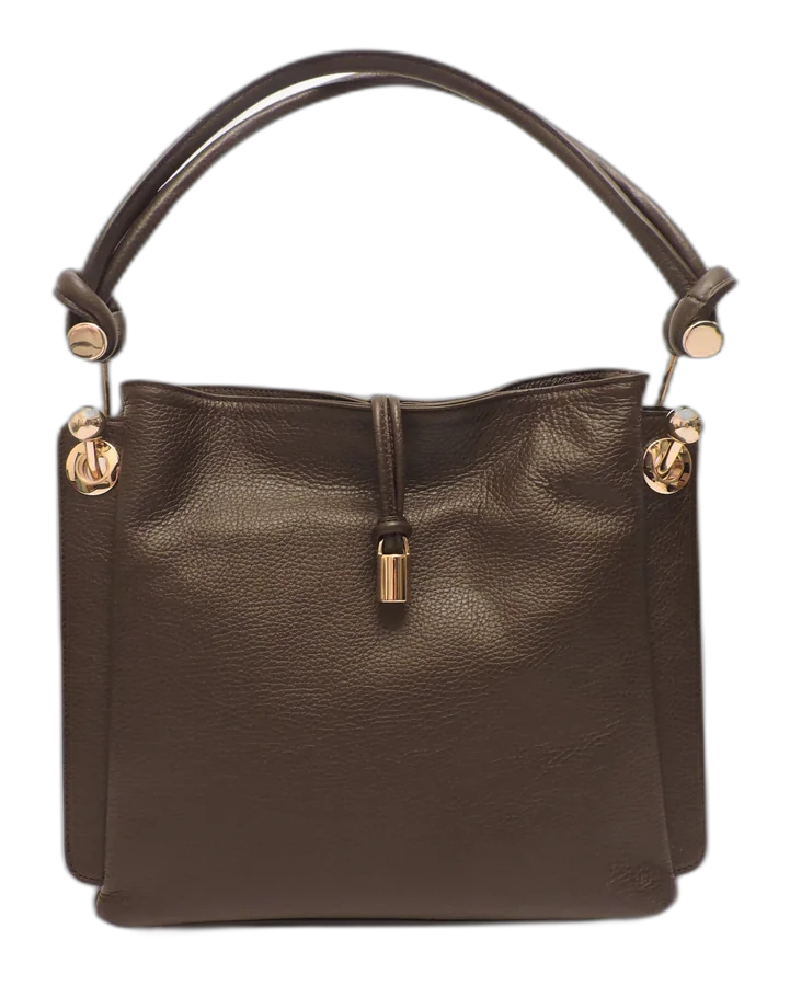 Grained Deerskin Leather Shoulder Bag