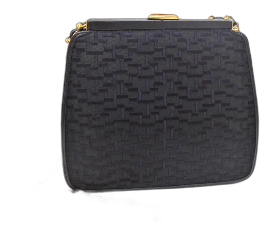 Grosgrain Nappa Leather Clip Top Shoulder Bag