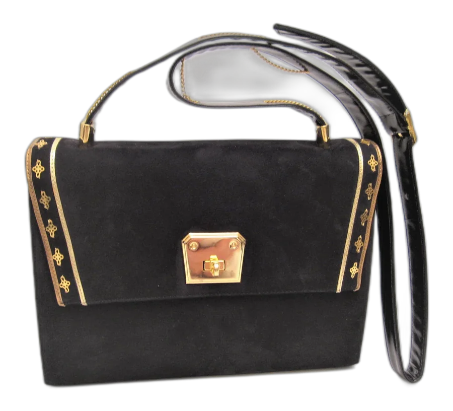 Nabuk Leather & Filigree Shoulder Bag