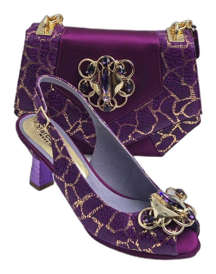 Purple Crackle Jewel Heel Set