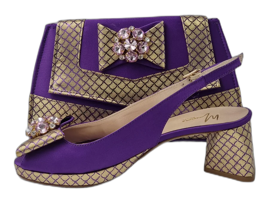 Purple Italian Matching Shoe-and-Bag Occasion Handbag