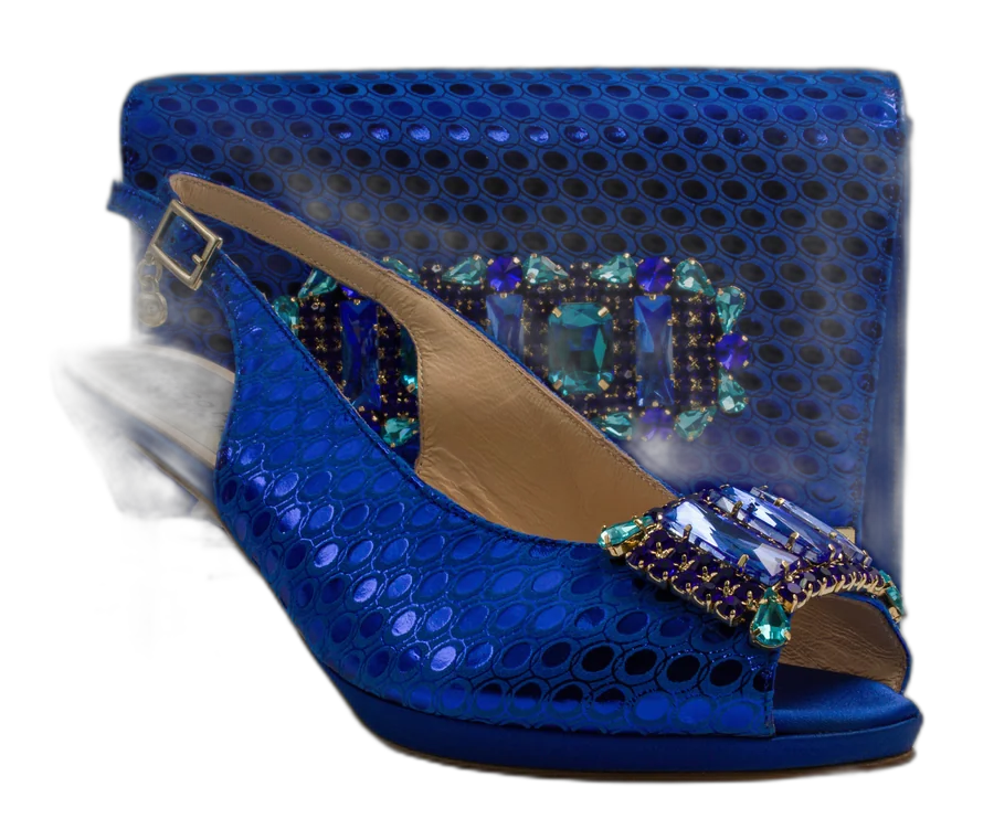 Royal Blue Lorenza Jewel Heel Set