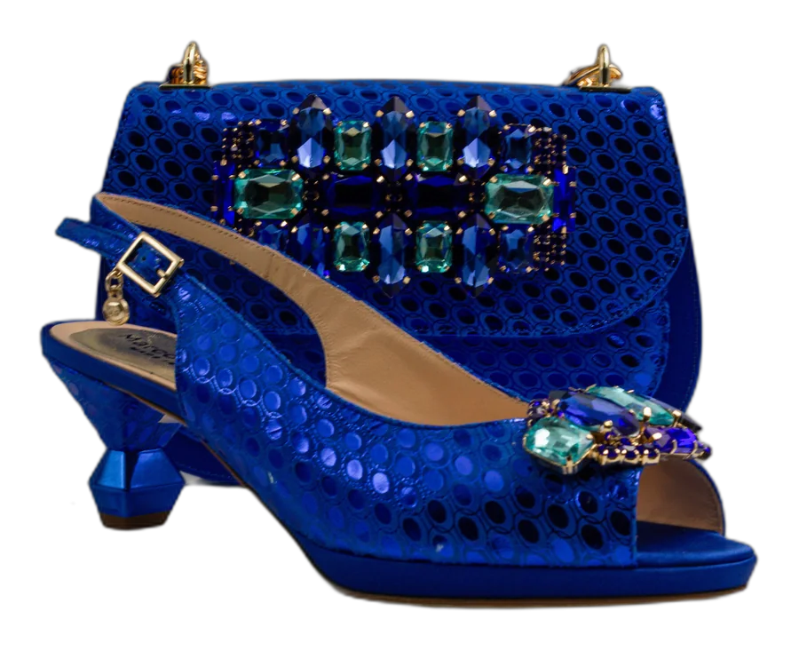 Royal Blue Lorenza Faceted Heel Set