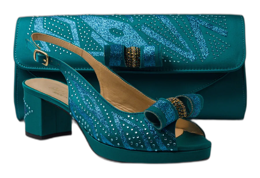 Teal Glittered Low