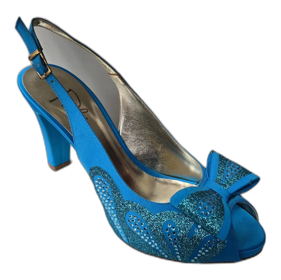 Turquoise Glittered Butterfly Italian Shoe and Bag Set