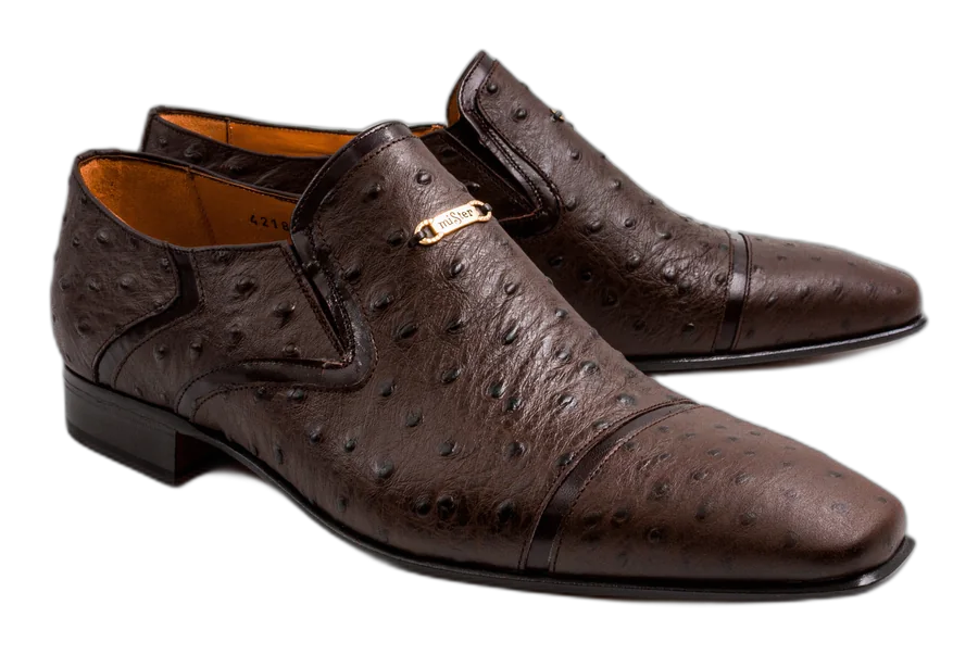 Espresso Ostrich Captoe Shoes