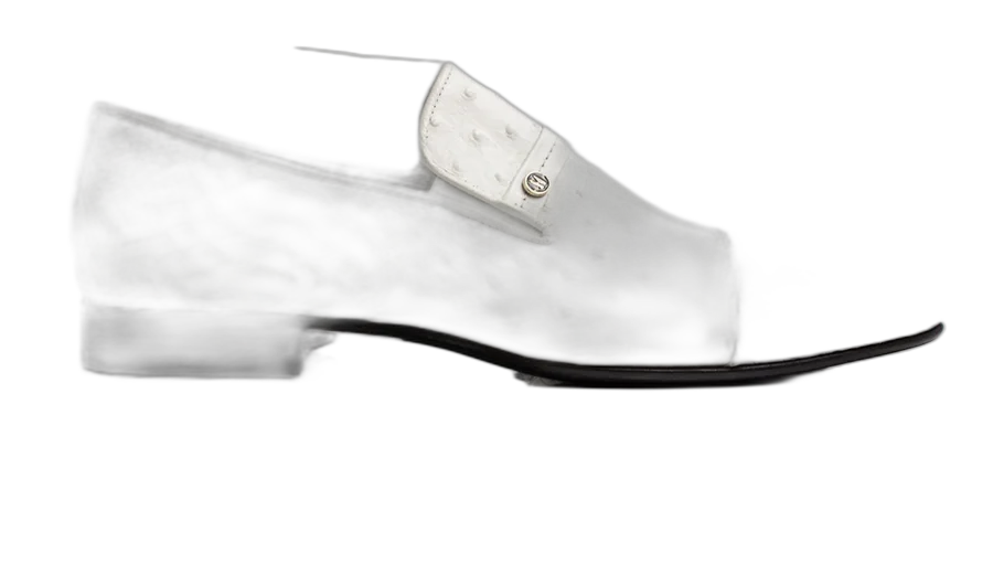 White Ostrich Print Shoes