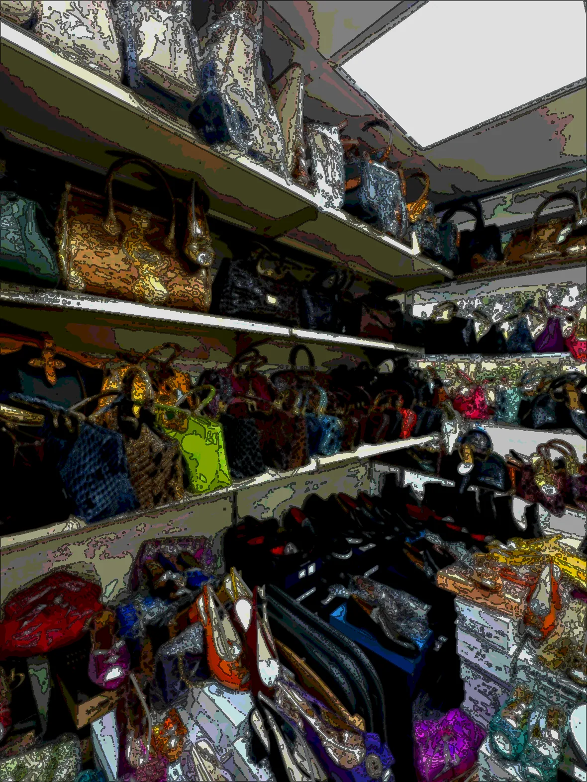 Shelves of Italian bags