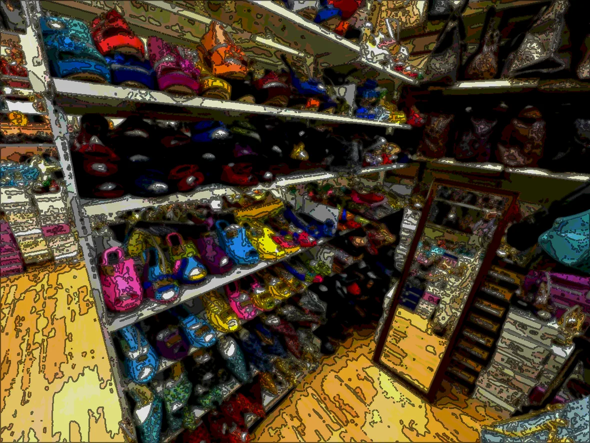 Shelves of Italian shoes